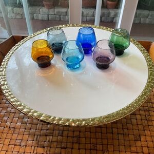 VTG Saki Cordial Colored Etched Shot Glasses - Set of 6